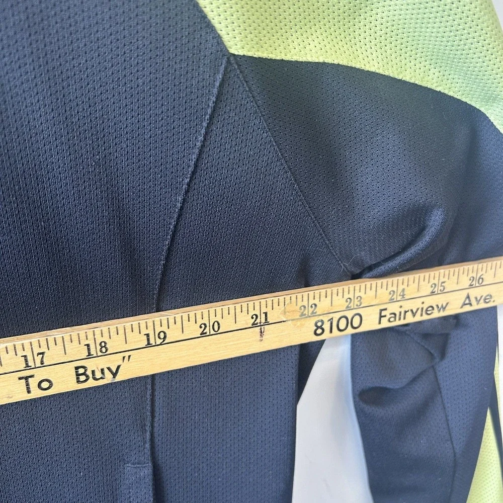 Adidas Mens XL Track Jacket Black Lime Green Accent Full Zip Three Stripe Logo